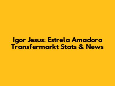 Igor Jesus: Estrela Amadora Transfermarkt Stats & News