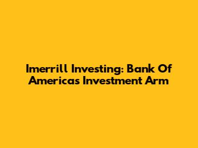 Imerrill Investing: Bank Of America's Investment Arm