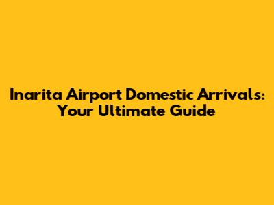 Inarita Airport Domestic Arrivals: Your Ultimate Guide