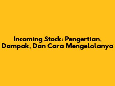 Incoming Stock: Pengertian, Dampak, Dan Cara Mengelolanya