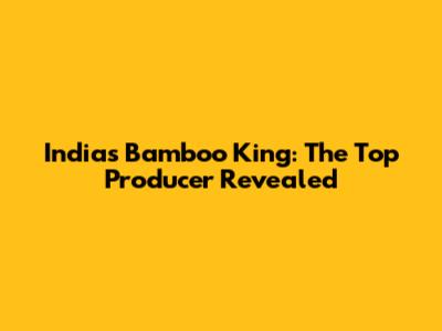 India's Bamboo King: The Top Producer Revealed