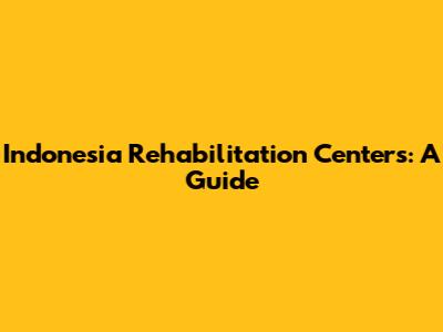 Indonesia Rehabilitation Centers: A Guide