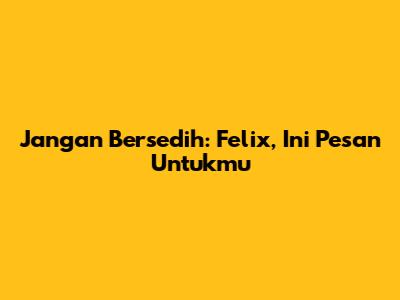 Jangan Bersedih: Felix, Ini Pesan Untukmu