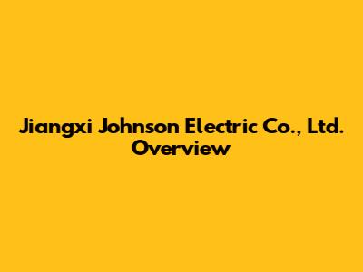 Jiangxi Johnson Electric Co., Ltd. Overview