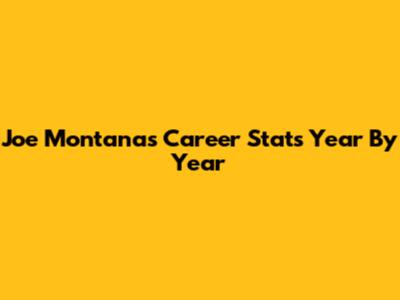 Joe Montana's Career Stats Year By Year