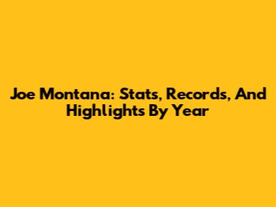 Joe Montana: Stats, Records, And Highlights By Year