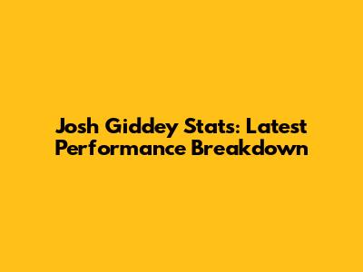 Josh Giddey Stats: Latest Performance Breakdown
