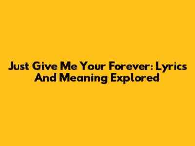 Just Give Me Your Forever: Lyrics And Meaning Explored