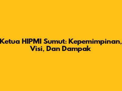 Ketua HIPMI Sumut: Kepemimpinan, Visi, Dan Dampak