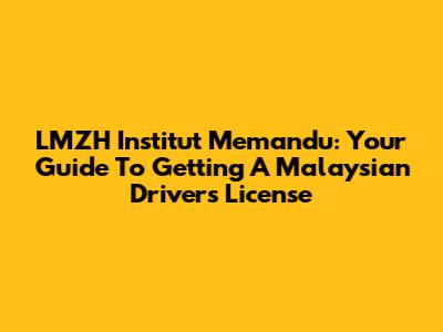 LMZH Institut Memandu: Your Guide To Getting A Malaysian Driver's License