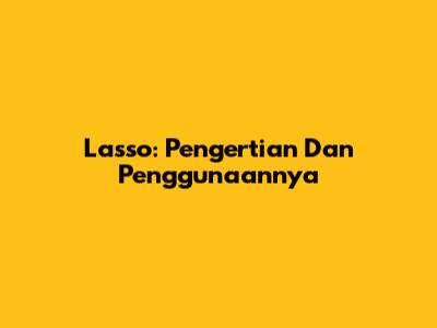 Lasso: Pengertian Dan Penggunaannya