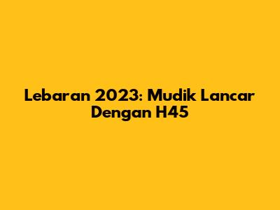 Lebaran 2023: Mudik Lancar Dengan H45