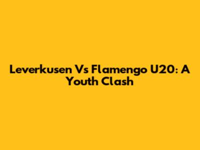 Leverkusen Vs Flamengo U20: A Youth Clash