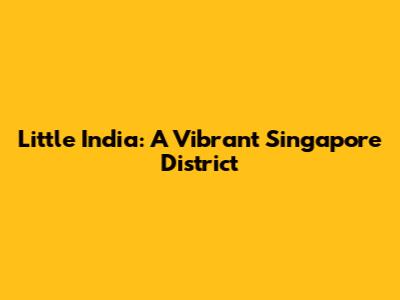 Little India: A Vibrant Singapore District
