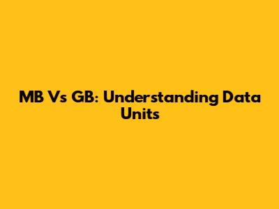 MB Vs GB: Understanding Data Units