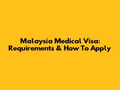Malaysia Medical Visa: Requirements & How To Apply