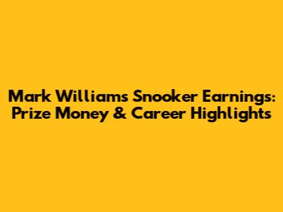 Mark Williams' Snooker Earnings: Prize Money & Career Highlights