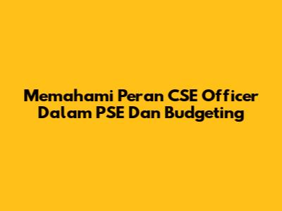 Memahami Peran CSE Officer Dalam PSE Dan Budgeting