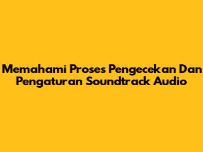 Memahami Proses Pengecekan Dan Pengaturan Soundtrack Audio