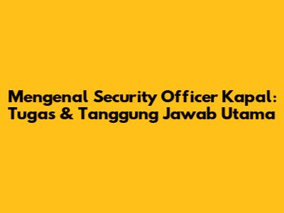 Mengenal Security Officer Kapal: Tugas & Tanggung Jawab Utama