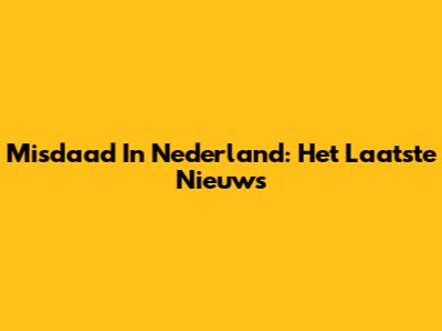 Misdaad In Nederland: Het Laatste Nieuws