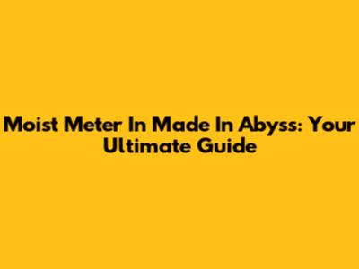 Moist Meter In Made In Abyss: Your Ultimate Guide