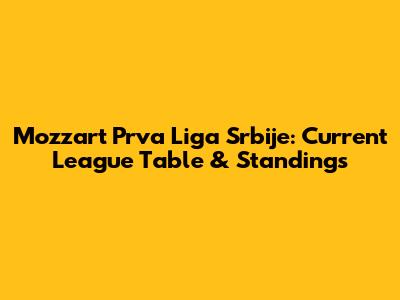 Mozzart Prva Liga Srbije: Current League Table & Standings