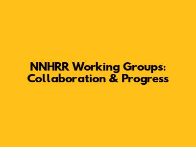 NNHRR Working Groups: Collaboration & Progress