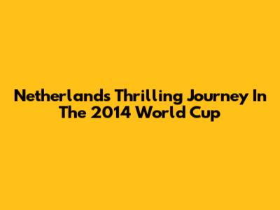 Netherlands' Thrilling Journey In The 2014 World Cup