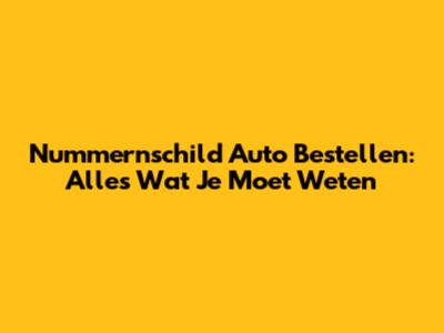 Nummernschild Auto Bestellen: Alles Wat Je Moet Weten