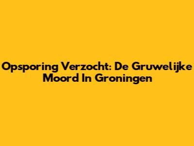 Opsporing Verzocht: De Gruwelijke Moord In Groningen