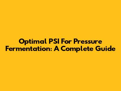Optimal PSI For Pressure Fermentation: A Complete Guide