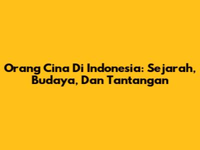 Orang Cina Di Indonesia: Sejarah, Budaya, Dan Tantangan