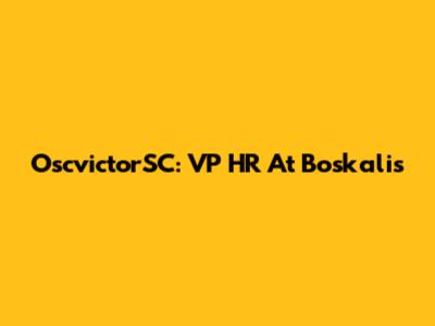 OscvictorSC: VP HR At Boskalis