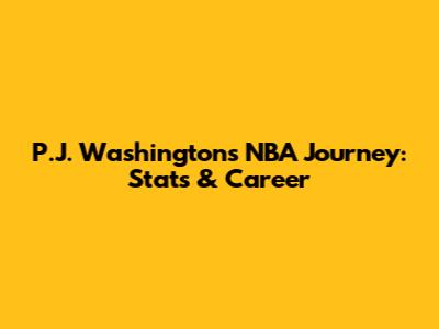 P.J. Washington's NBA Journey: Stats & Career