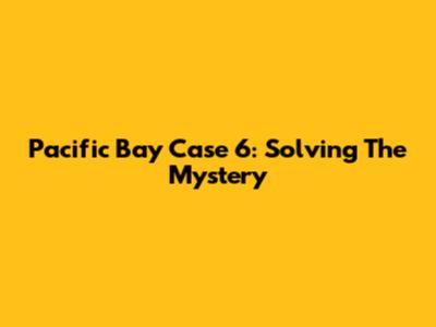 Pacific Bay Case 6: Solving The Mystery