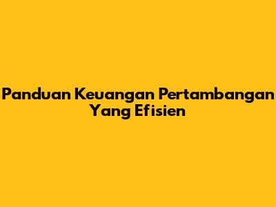 Panduan Keuangan Pertambangan Yang Efisien