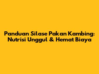 Panduan Silase Pakan Kambing: Nutrisi Unggul & Hemat Biaya