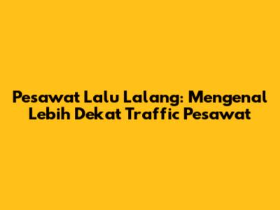 Pesawat Lalu Lalang: Mengenal Lebih Dekat Traffic Pesawat