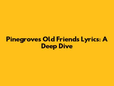Pinegrove's "Old Friends" Lyrics: A Deep Dive