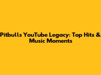 Pitbull's YouTube Legacy: Top Hits & Music Moments