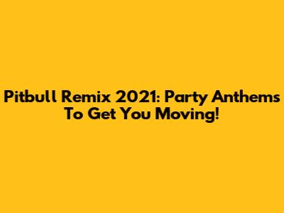 Pitbull Remix 2021: Party Anthems To Get You Moving!