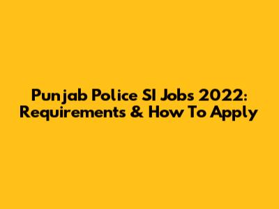 Punjab Police SI Jobs 2022: Requirements & How To Apply