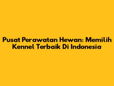 Pusat Perawatan Hewan: Memilih Kennel Terbaik Di Indonesia
