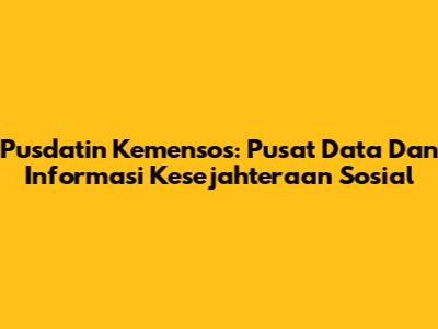 Pusdatin Kemensos: Pusat Data Dan Informasi Kesejahteraan Sosial