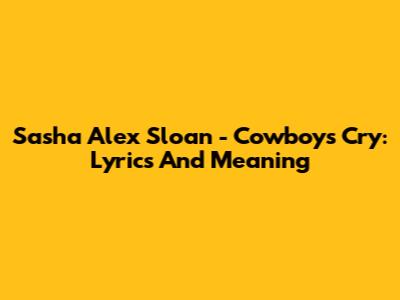 Sasha Alex Sloan - Cowboys Cry: Lyrics And Meaning