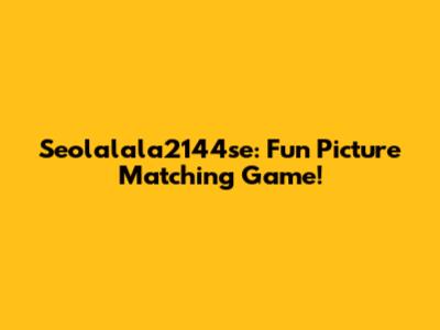 Seolalala2144se: Fun Picture Matching Game!
