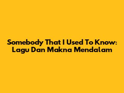 Somebody That I Used To Know: Lagu Dan Makna Mendalam