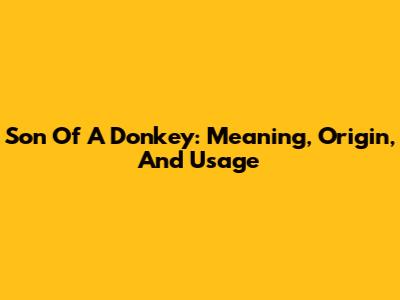 Son Of A Donkey: Meaning, Origin, And Usage