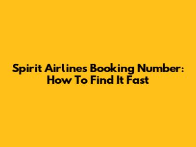 Spirit Airlines Booking Number: How To Find It Fast